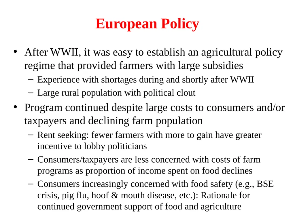 Agriculture and Food in International Trade G. - slide 16 of 30