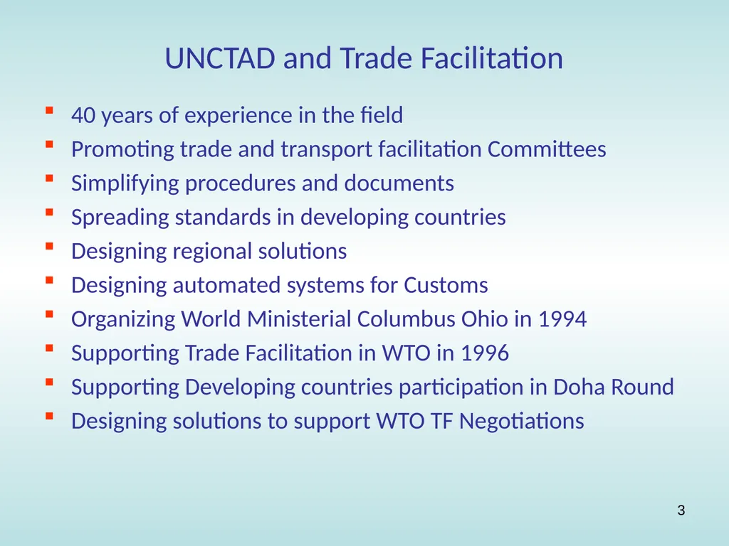 11:15 – 12:30 Trade facilitation: basic concepts, - slide 3 of 67