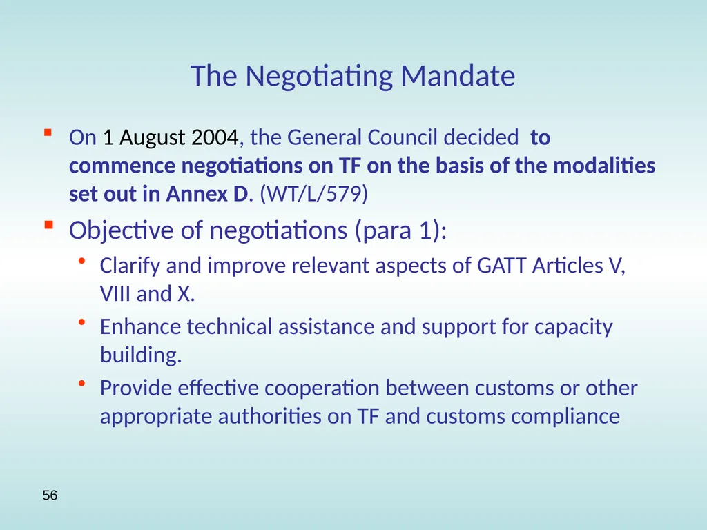 11:15 – 12:30 Trade facilitation: basic concepts, - slide 56 of 67