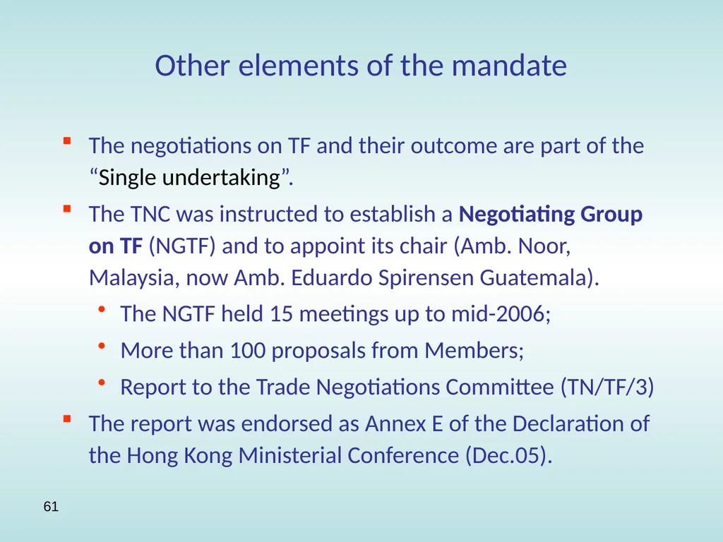 11:15 – 12:30 Trade facilitation: basic concepts, - slide 61 of 67