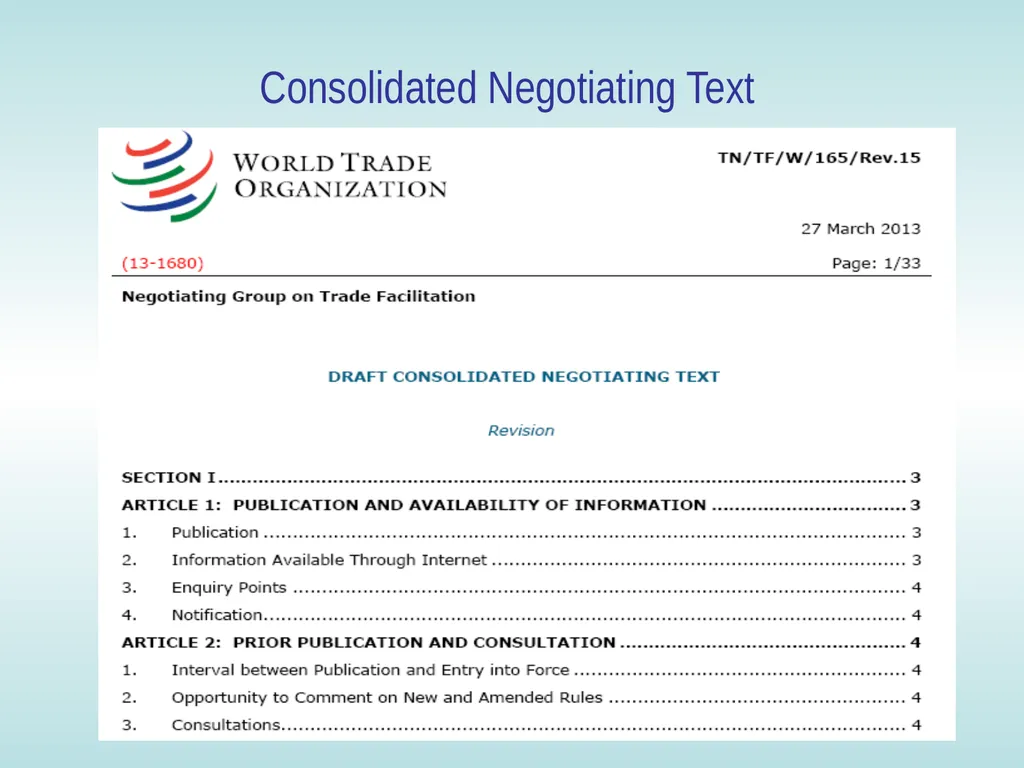 11:15 – 12:30 Trade facilitation: basic concepts, - slide 63 of 67