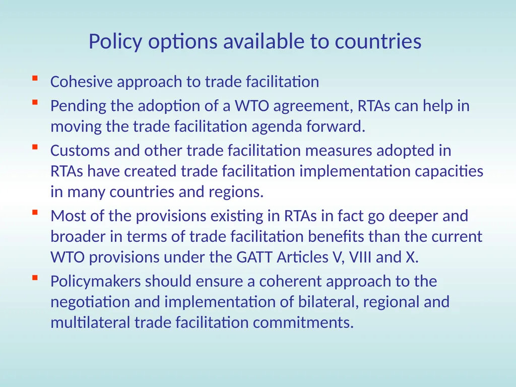 11:15 – 12:30 Trade facilitation: basic concepts, - slide 37 of 67