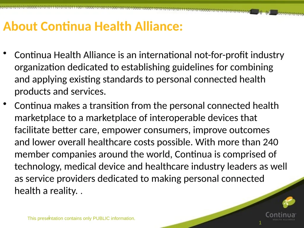 About Continua Health Alliance: Continua Health