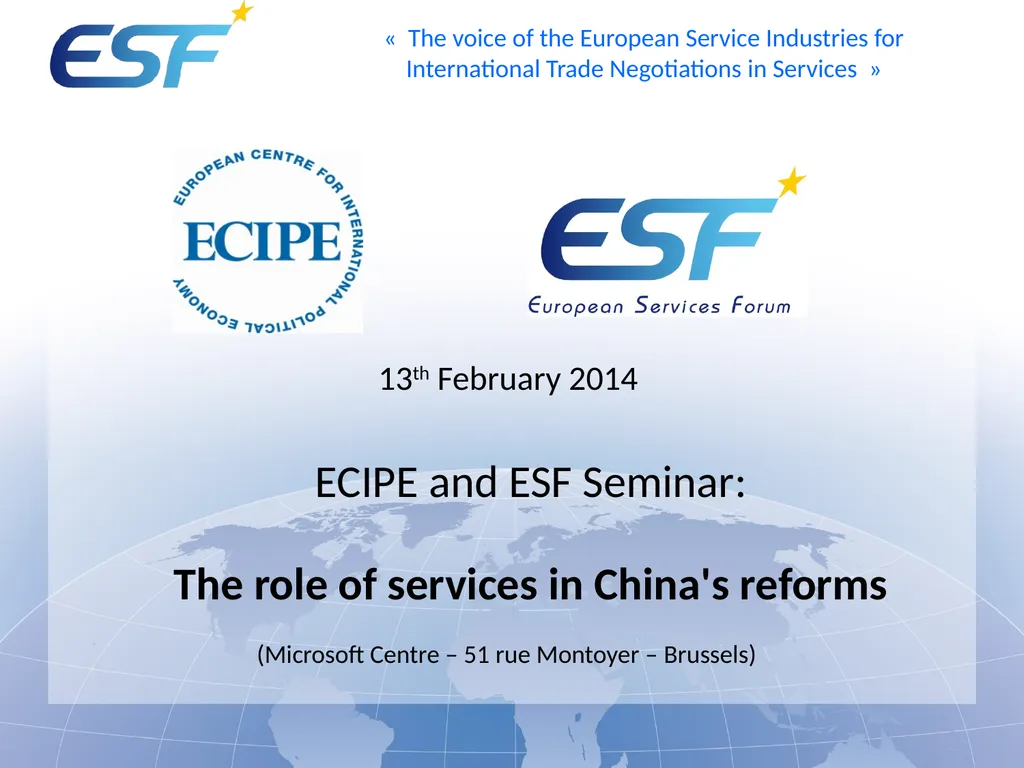 « The voice of the European Service Industries for