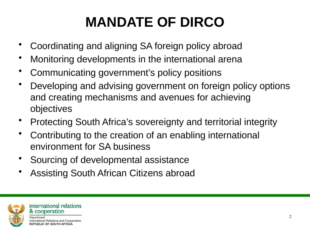 PRESENTATION ON THE ANNUAL PERFORMANCE PLAN - slide 2 of 45