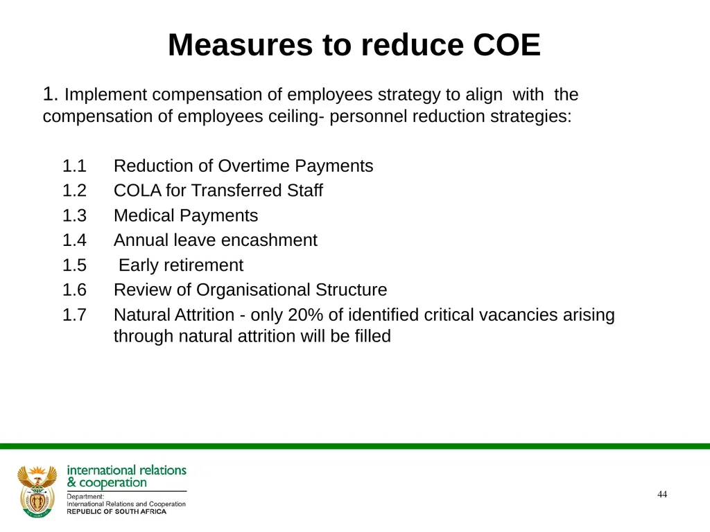 PRESENTATION ON THE ANNUAL PERFORMANCE PLAN - slide 44 of 45