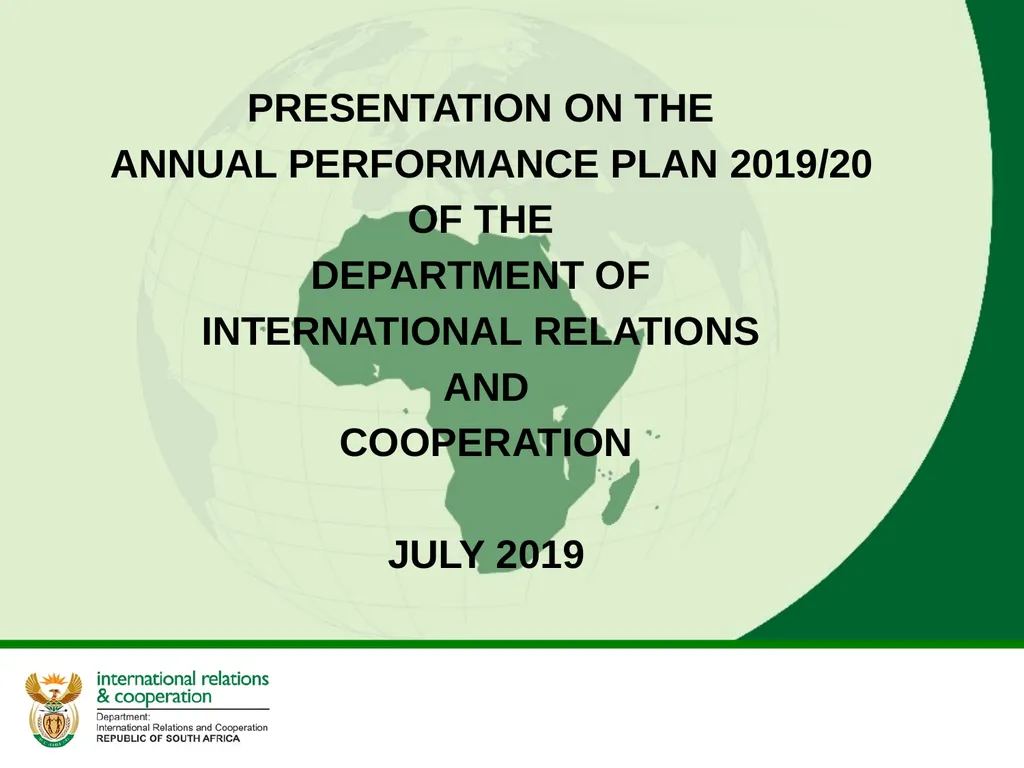 PRESENTATION ON THE ANNUAL PERFORMANCE PLAN - slide 1 of 45