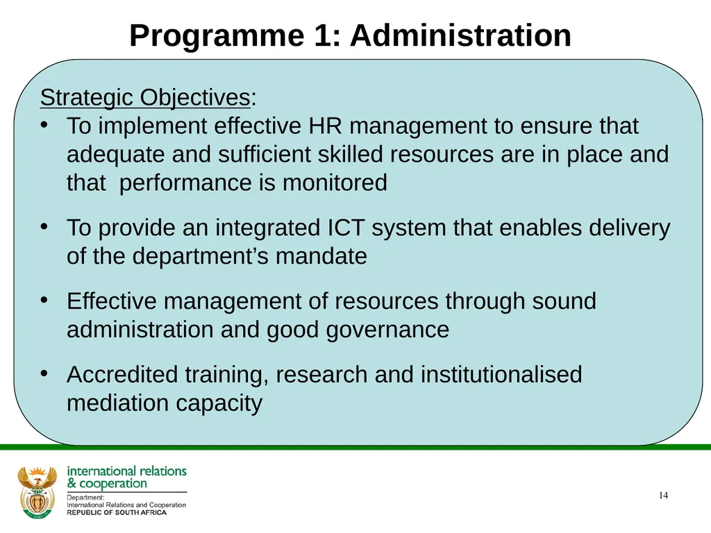 PRESENTATION ON THE ANNUAL PERFORMANCE PLAN - slide 14 of 45