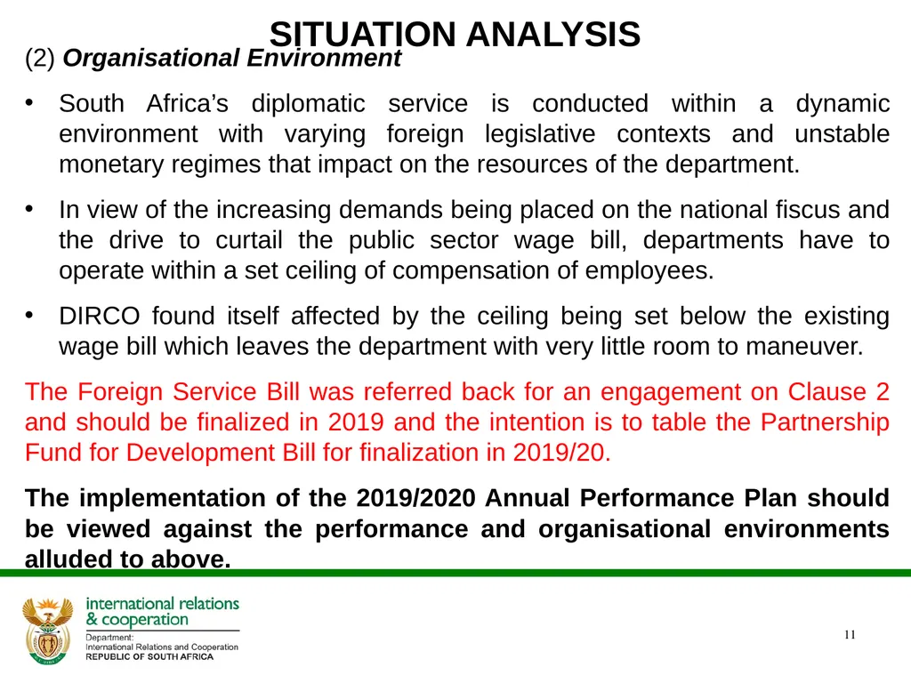 PRESENTATION ON THE ANNUAL PERFORMANCE PLAN - slide 11 of 45