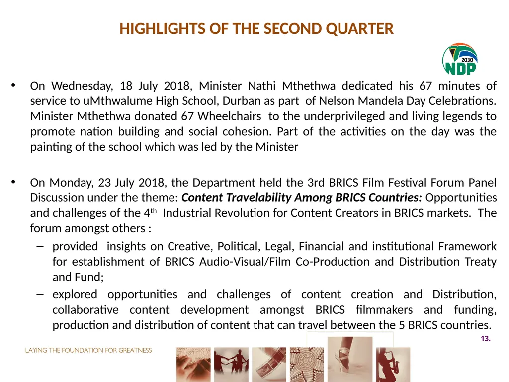 second QUARTER PERFORMANCE REPORT Director-General - slide 13 of 53