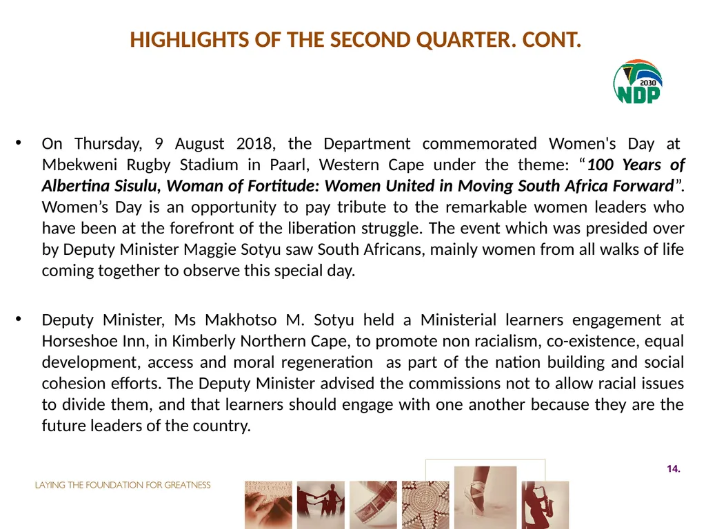 second QUARTER PERFORMANCE REPORT Director-General - slide 14 of 53