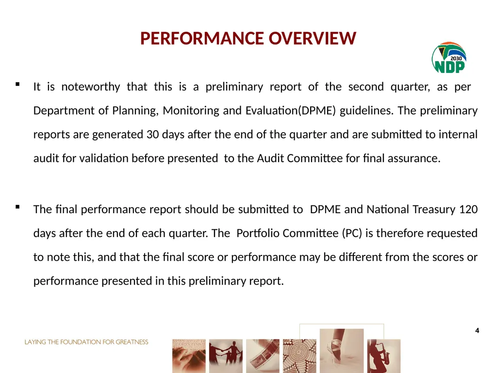 second QUARTER PERFORMANCE REPORT Director-General - slide 4 of 53