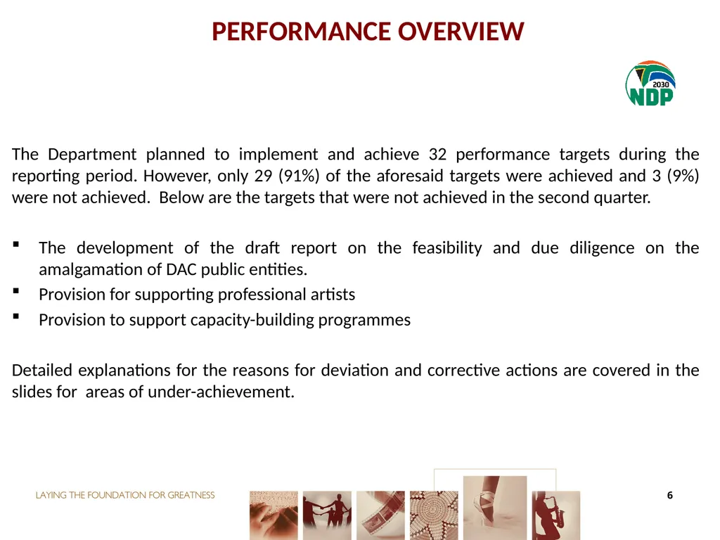 second QUARTER PERFORMANCE REPORT Director-General - slide 6 of 53