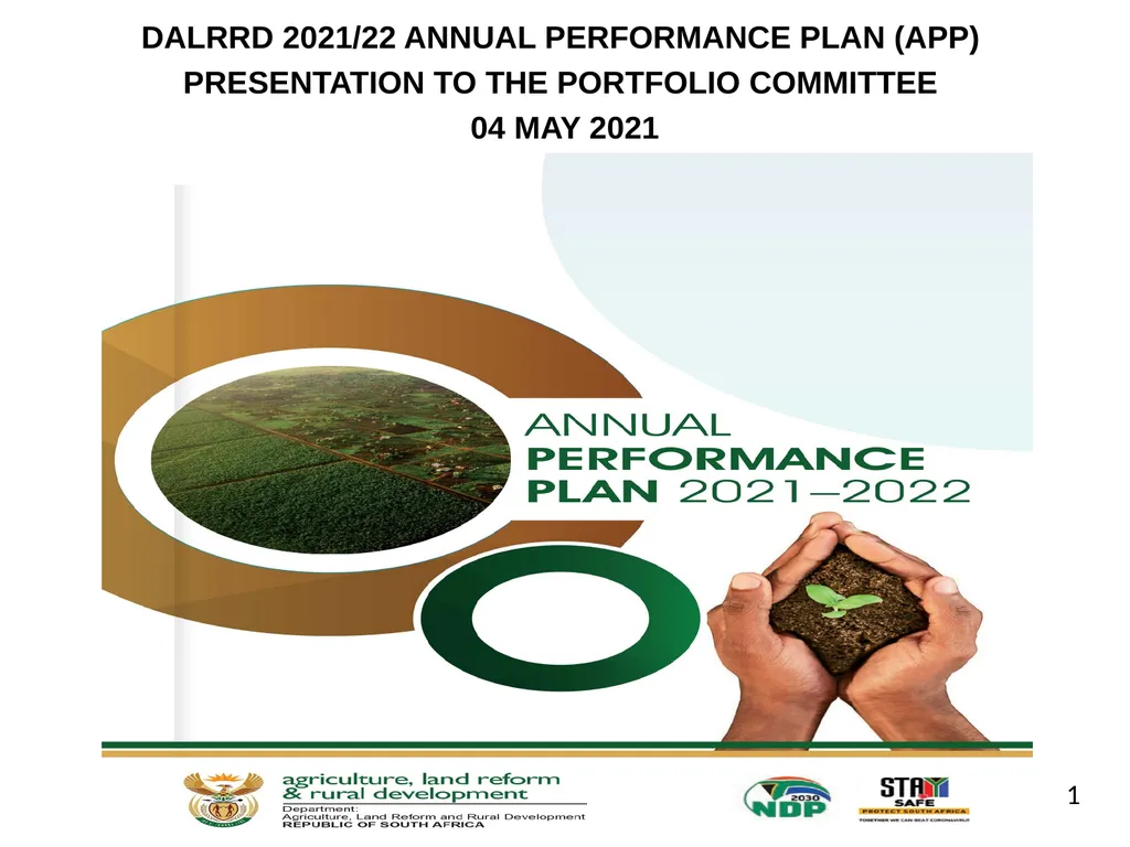 DALRRD 2021/22 ANNUAL PERFORMANCE PLAN (APP) - slide 1 of 42