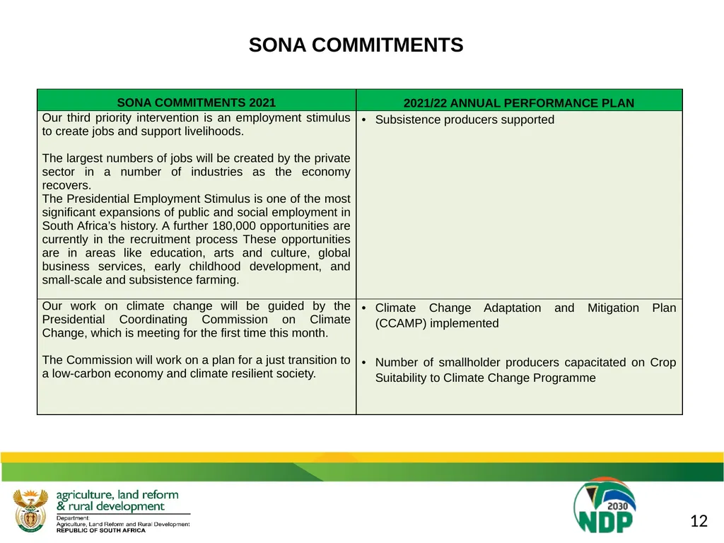DALRRD 2021/22 ANNUAL PERFORMANCE PLAN (APP) - slide 12 of 42