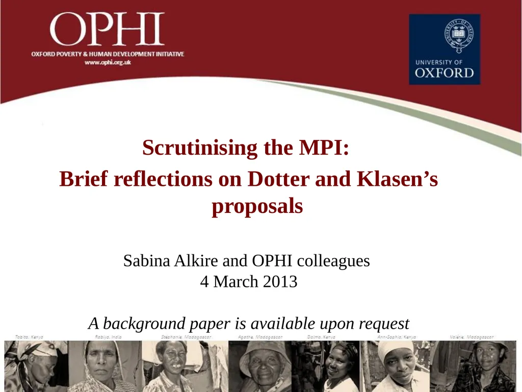 Scrutinising the MPI: Brief reflections on Dotter