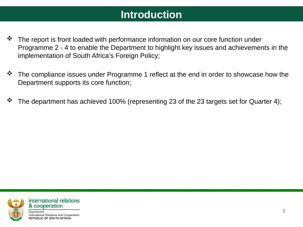 Quarter 4 Report on Performance Information and - slide 2 of 45