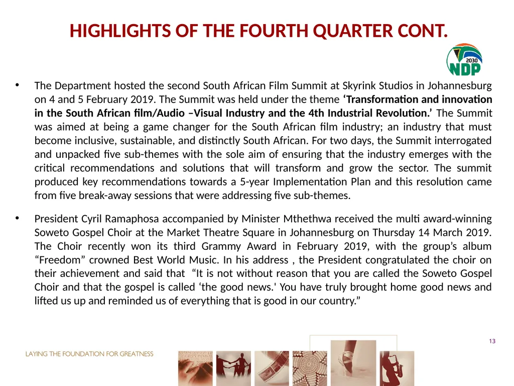 fourth QUARTER PERFORMANCE REPORT - slide 13 of 52