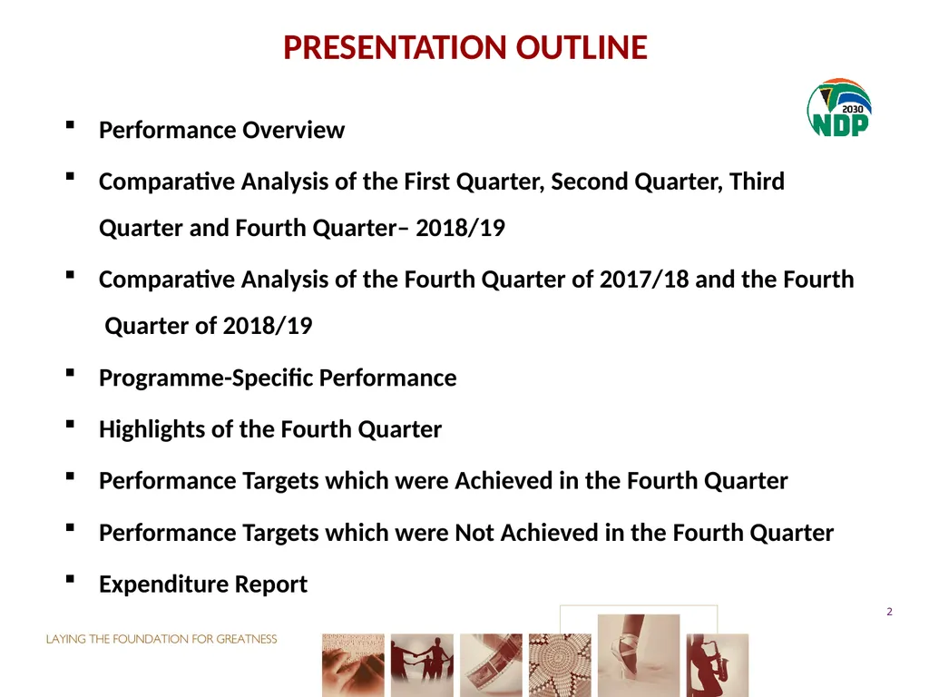 fourth QUARTER PERFORMANCE REPORT - slide 2 of 52