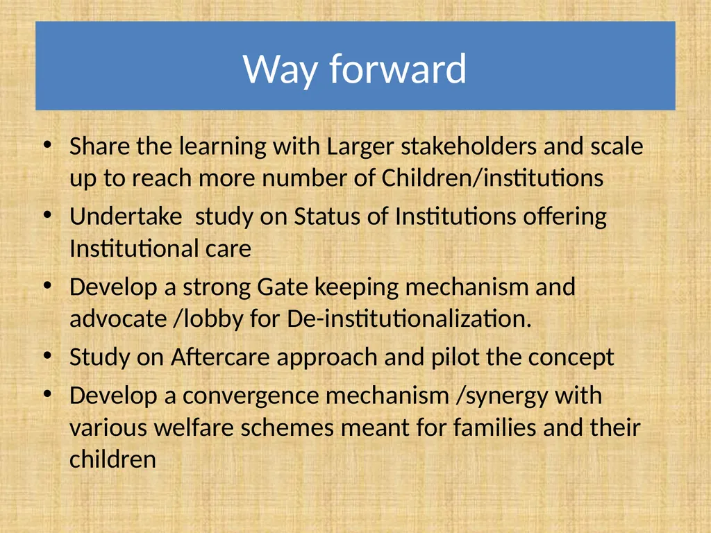 De-institutionalization and Family Reunification - slide 20 of 21