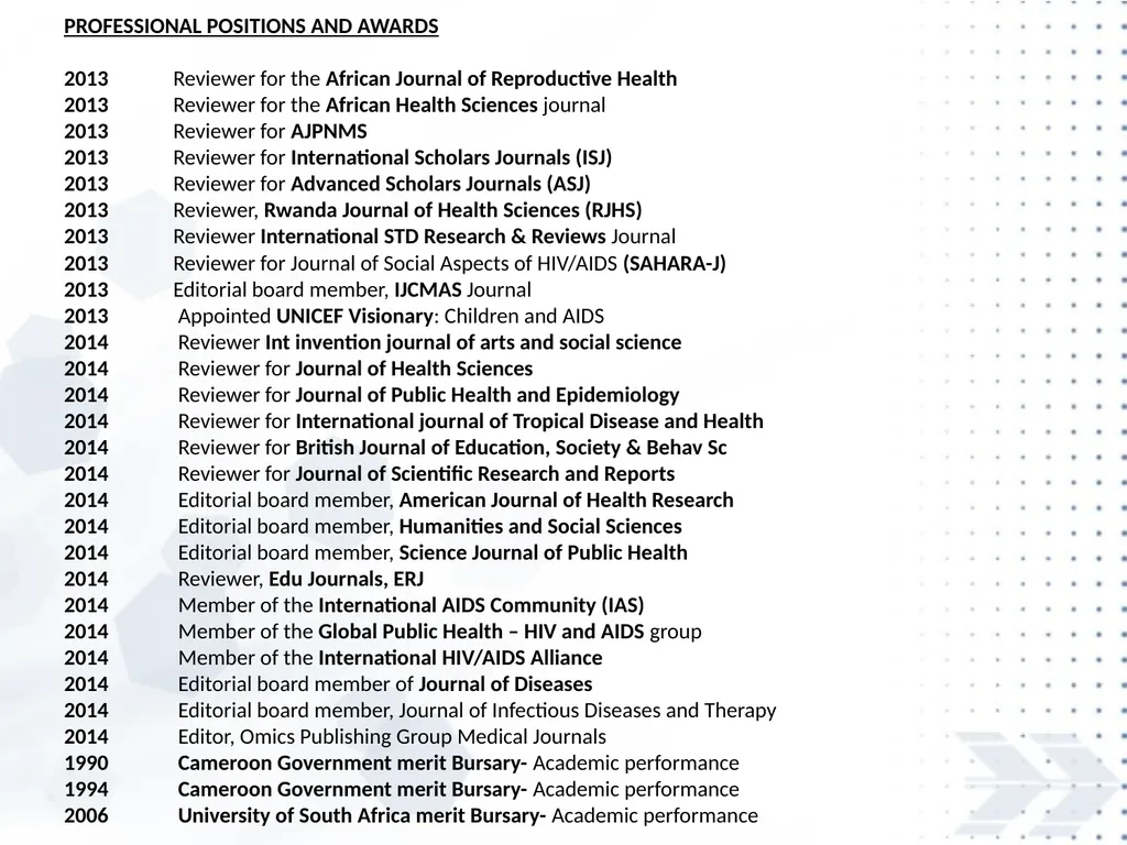 Elvis Enowbeyang Tarkang, PhD Chemical Pathologist - slide 11 of 16