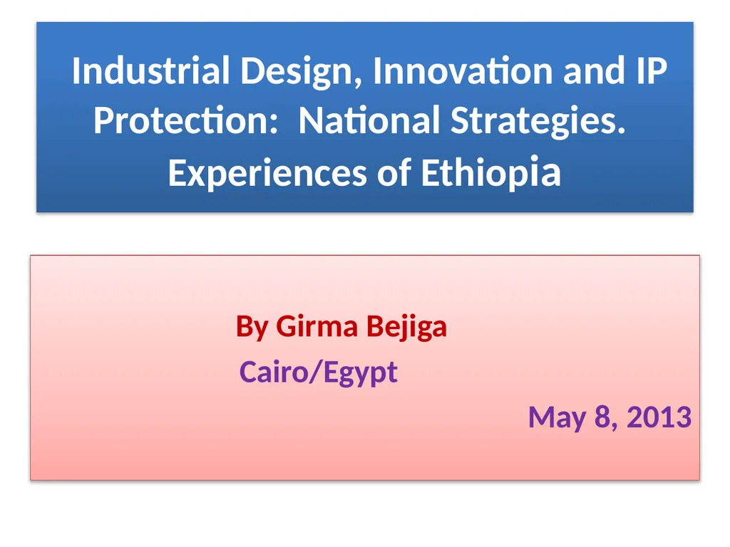 May 6 to 8, Cairo/Egypt Second WIPO Inter-Regional - slide 2 of 34