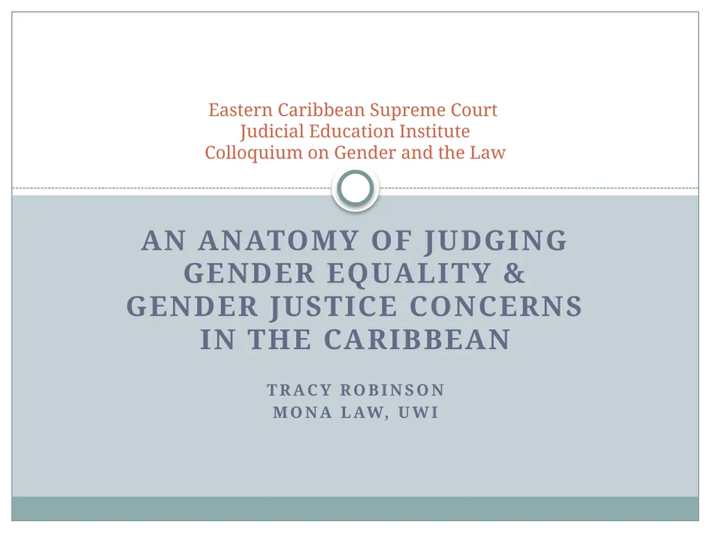 An Anatomy of Judging Gender Equality & Gender