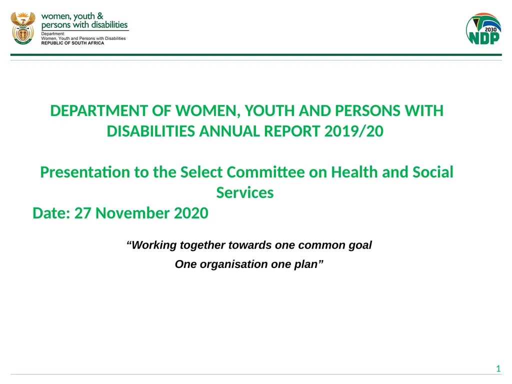 “Working together towards one common goal One - slide 1 of 70
