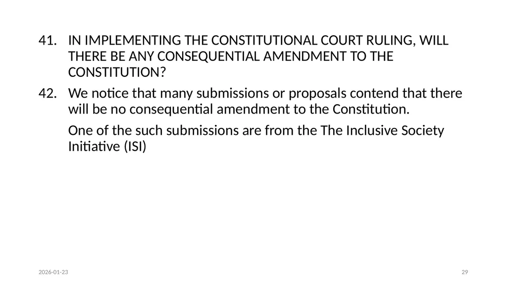 OVERVIEW OF THE CONSTITIONAL COURT JUDGEMENT AND - slide 29 of 34