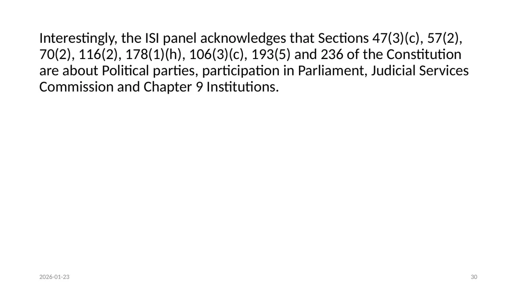 OVERVIEW OF THE CONSTITIONAL COURT JUDGEMENT AND - slide 30 of 34