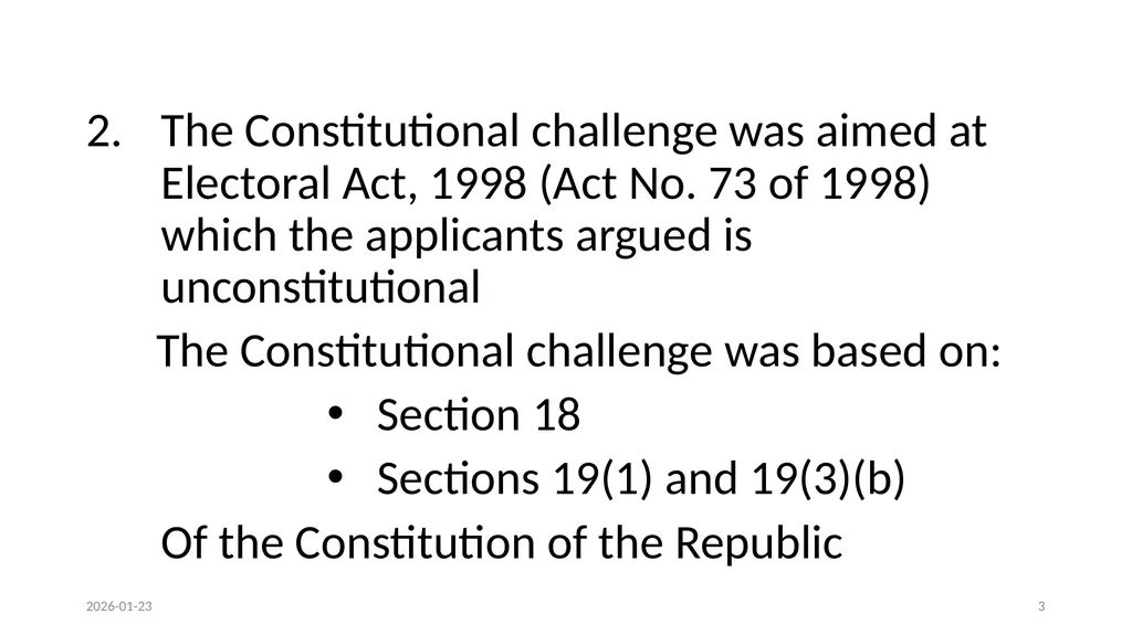 OVERVIEW OF THE CONSTITIONAL COURT JUDGEMENT AND - slide 3 of 34