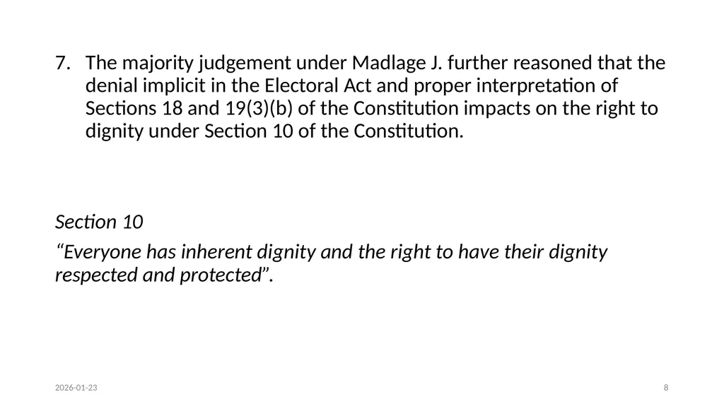 OVERVIEW OF THE CONSTITIONAL COURT JUDGEMENT AND - slide 8 of 34