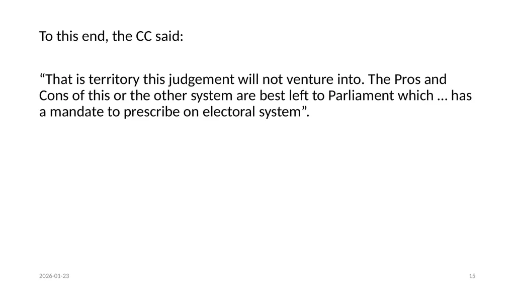 OVERVIEW OF THE CONSTITIONAL COURT JUDGEMENT AND - slide 15 of 34