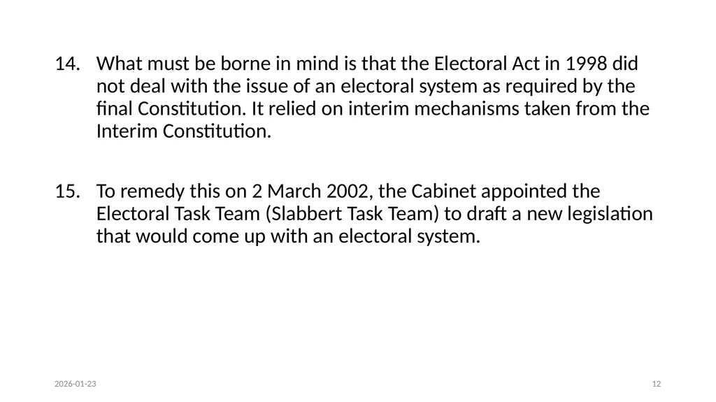 OVERVIEW OF THE CONSTITIONAL COURT JUDGEMENT AND - slide 12 of 34