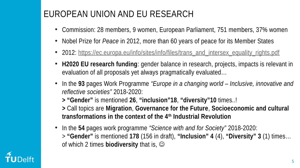 Diversity and inclusivity in EU Research policy - slide 5 of 10