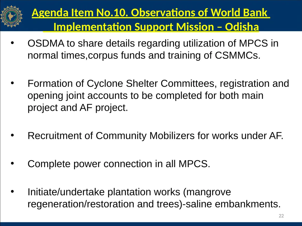 NCRMP Phase-I, Project Steering Committee Meeting - slide 22 of 30