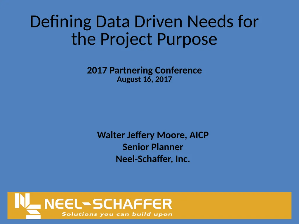 Defining Data Driven Needs for the Project Purpose