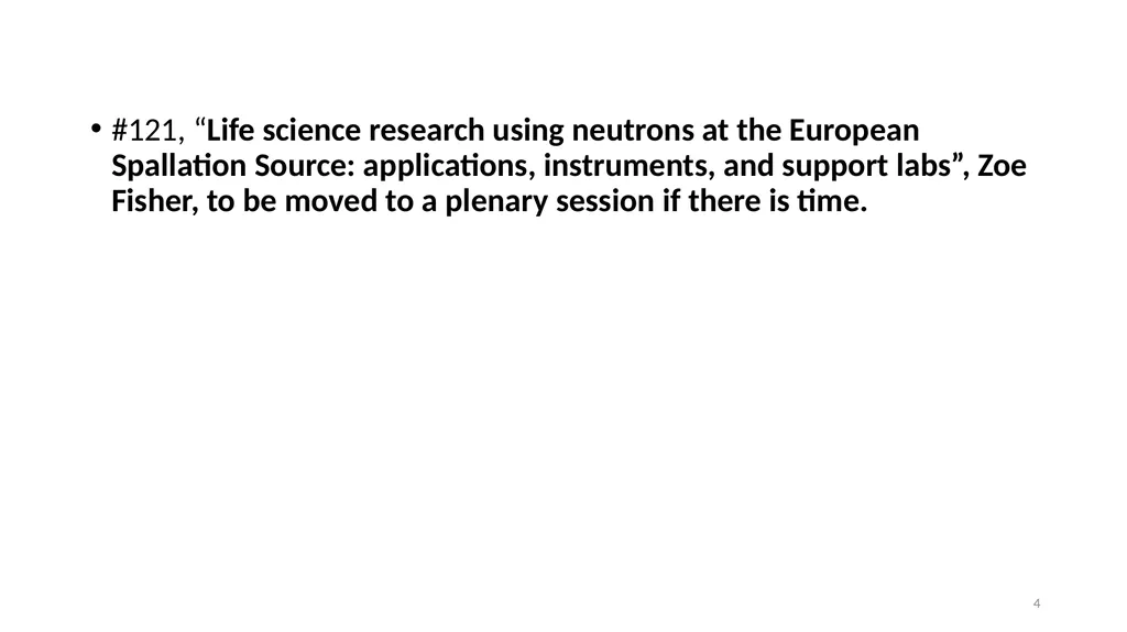 Parallel sessions for contributed oral - slide 4 of 4