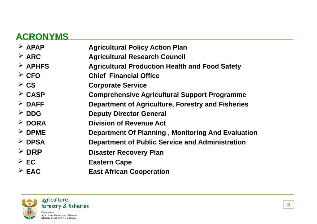 PRESENTATION TO THE PORTFOLIO COMMITTEE ON 8 - slide 3 of 67