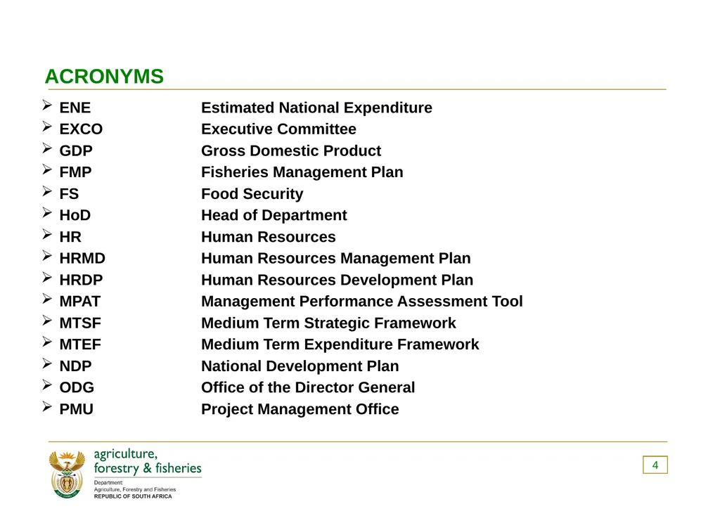 PRESENTATION TO THE PORTFOLIO COMMITTEE ON 8 - slide 4 of 67