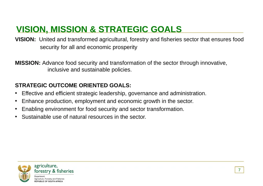 PRESENTATION TO THE PORTFOLIO COMMITTEE ON 8 - slide 7 of 67