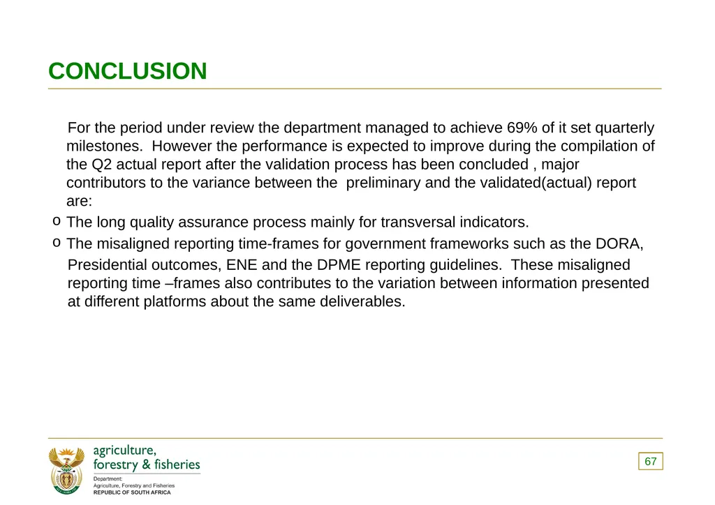 PRESENTATION TO THE PORTFOLIO COMMITTEE ON 8 - slide 67 of 67