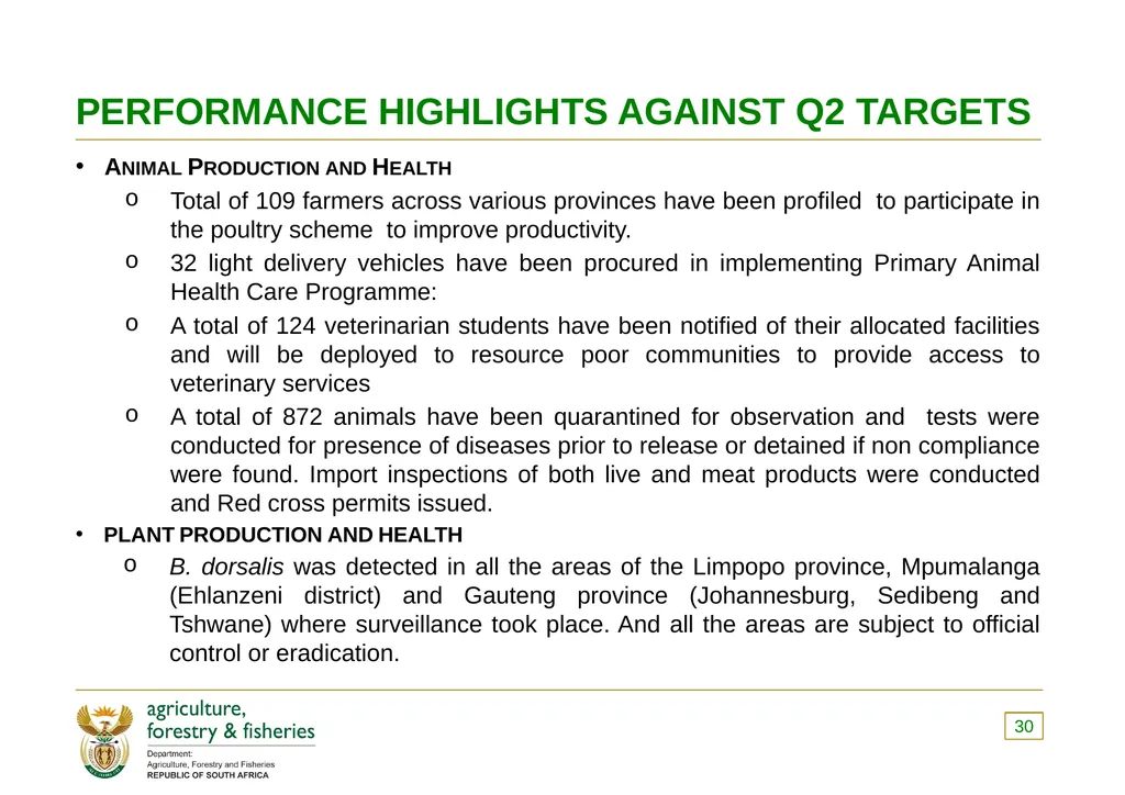 PRESENTATION TO THE PORTFOLIO COMMITTEE ON 8 - slide 30 of 67
