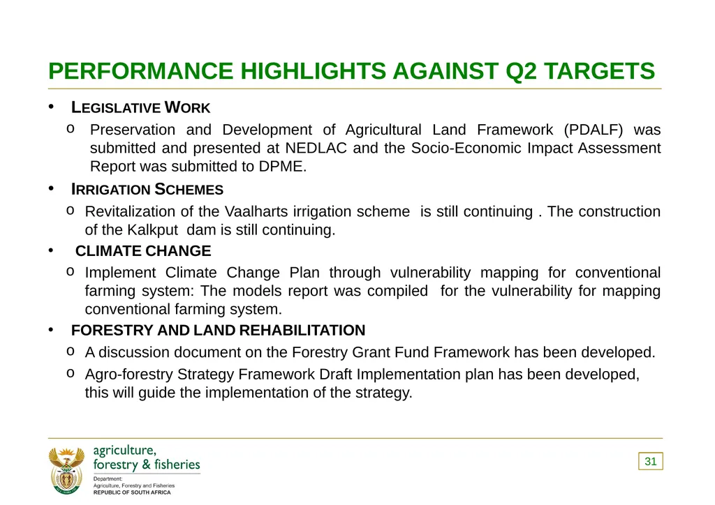 PRESENTATION TO THE PORTFOLIO COMMITTEE ON 8 - slide 31 of 67