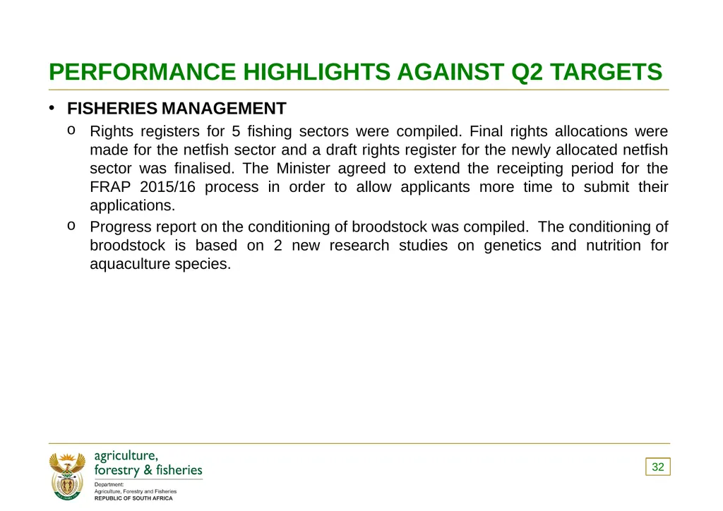PRESENTATION TO THE PORTFOLIO COMMITTEE ON 8 - slide 32 of 67
