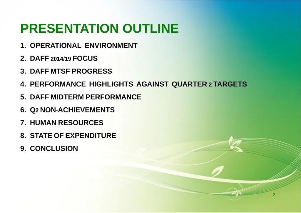 PRESENTATION TO THE PORTFOLIO COMMITTEE ON 8 - slide 2 of 67