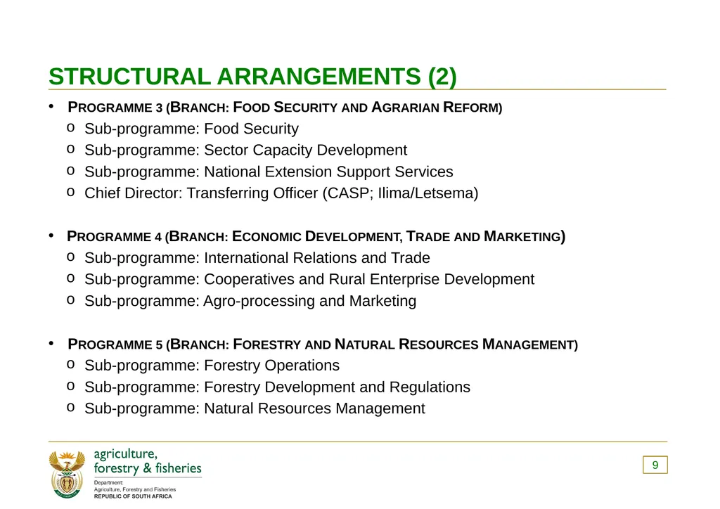 PRESENTATION TO THE PORTFOLIO COMMITTEE ON 8 - slide 9 of 67