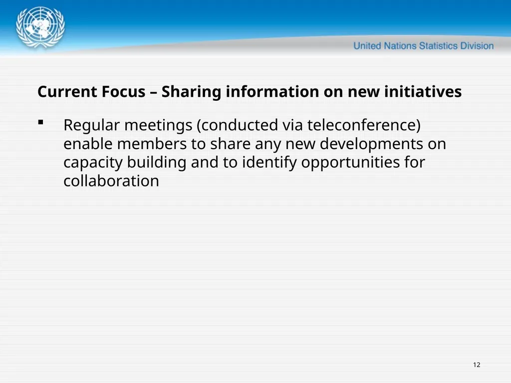 United Nations Statistics Division ISWGNA Task - slide 12 of 14