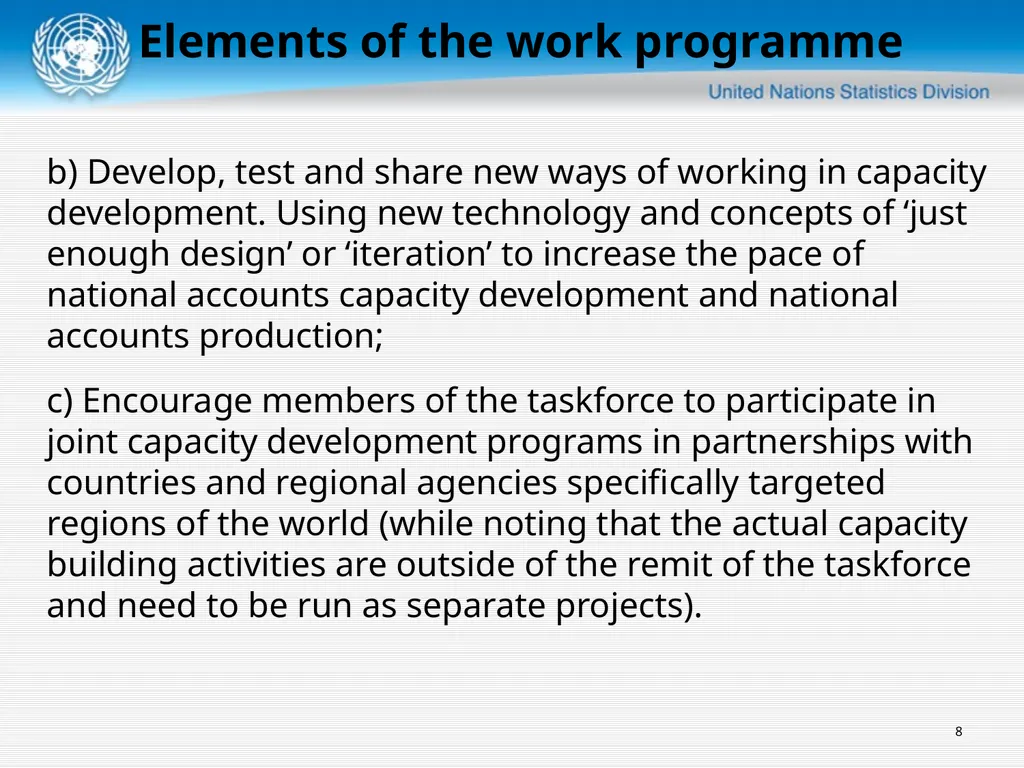 United Nations Statistics Division ISWGNA Task - slide 8 of 14