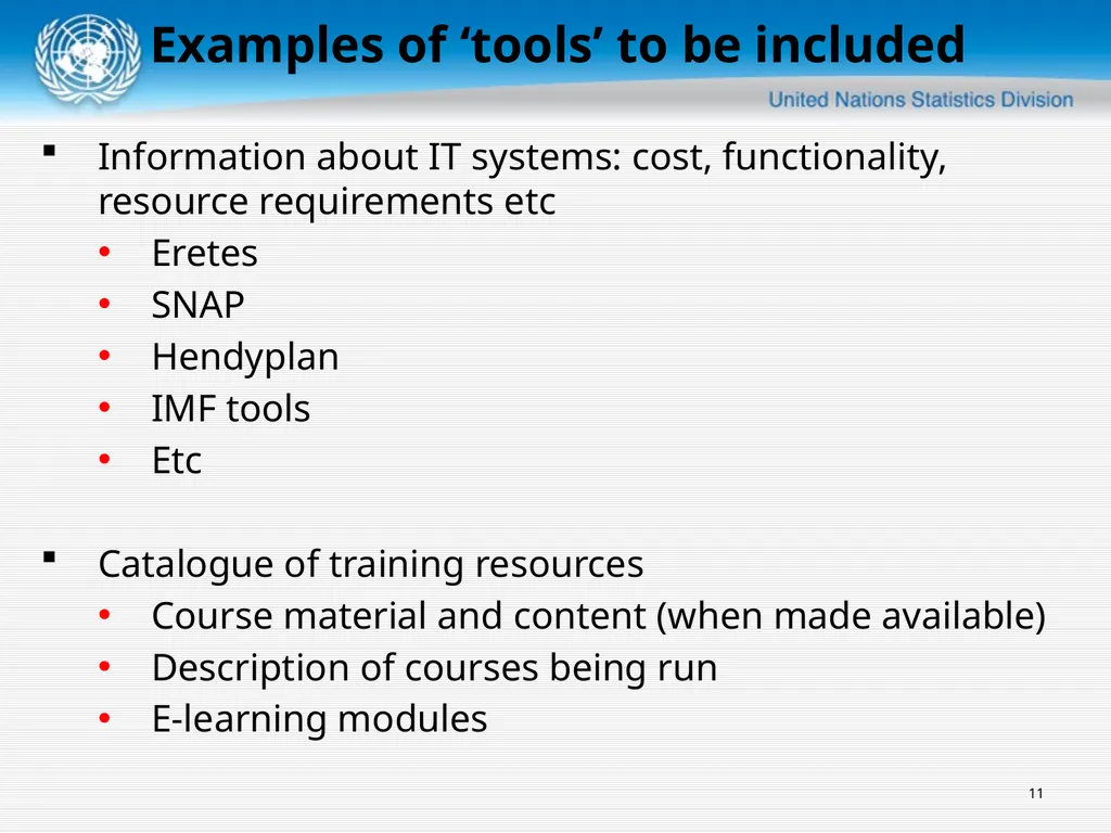 United Nations Statistics Division ISWGNA Task - slide 11 of 14